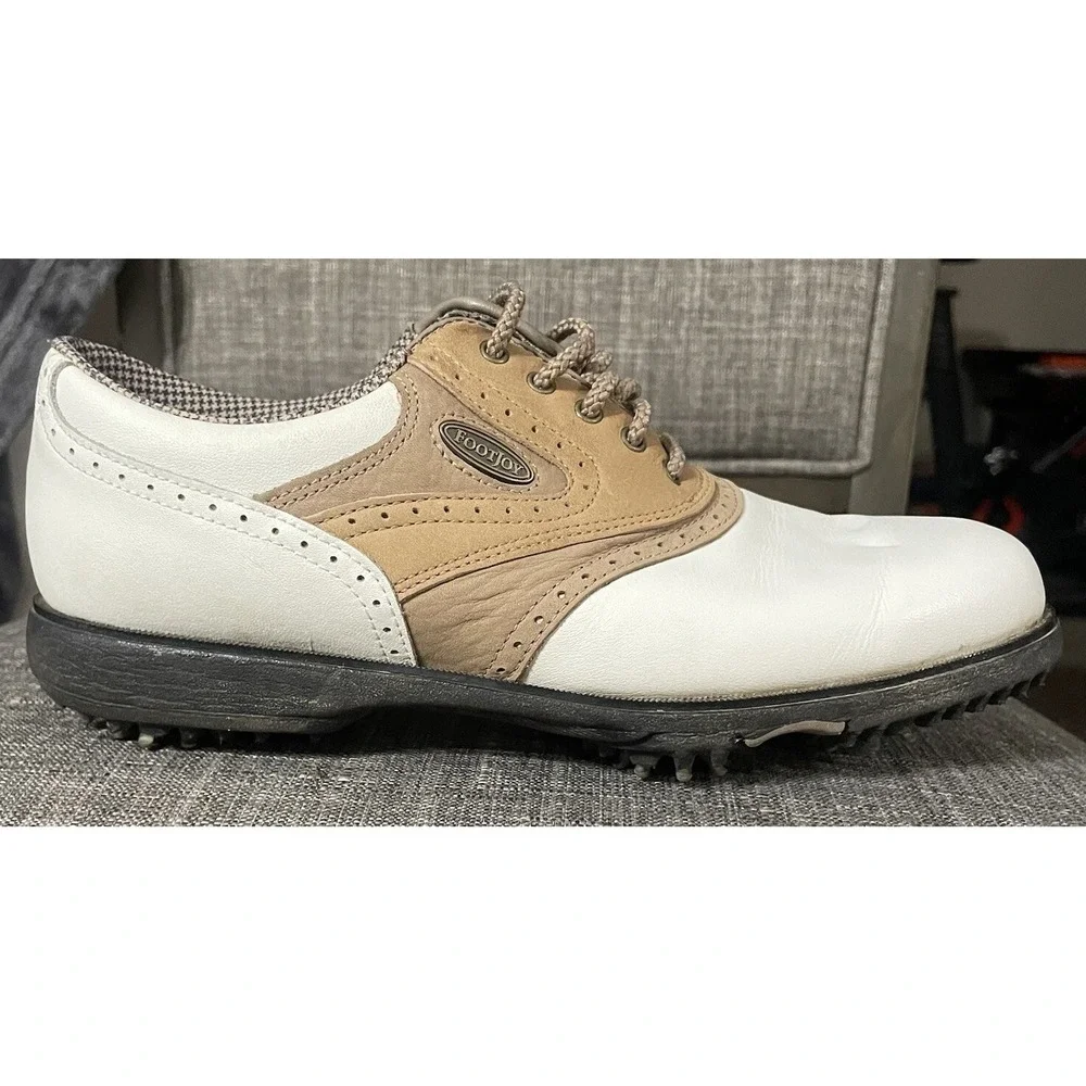 Womens FootJoy Golf Saddle Shoes Size 6.5 Soft-Joys Terrains White‎ Tan 98308